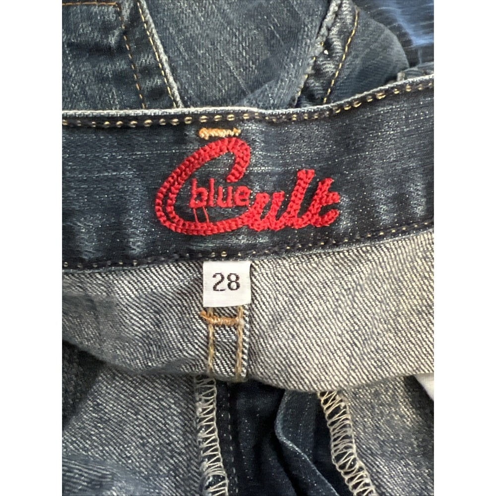 VTG Y2K Blue Cult Jeans Women's Sz 28 Flared Low Rise Denim MADE IN USA, 30x33 - Picture 9 of 10